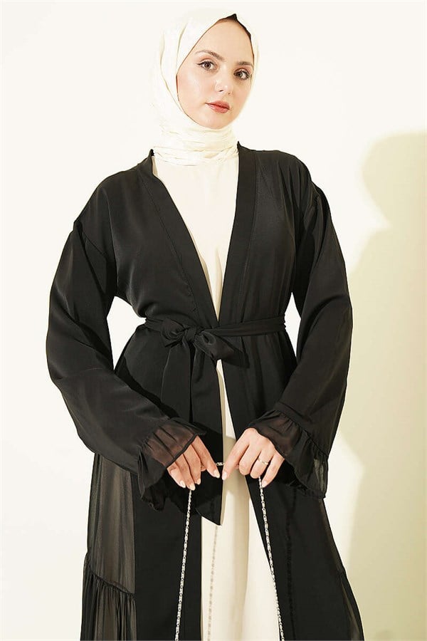 Gathered Detail Layered Abaya Set