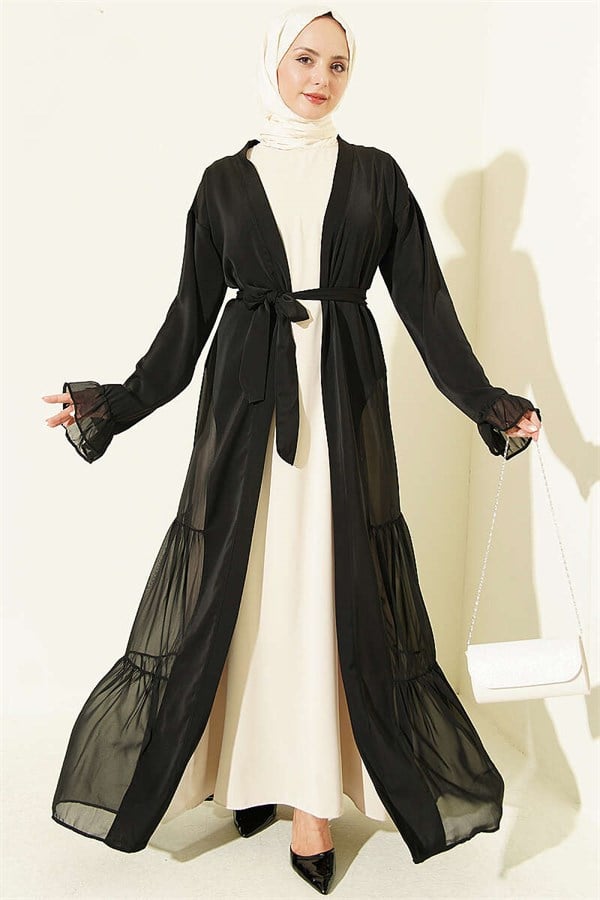 Gathered Detail Layered Abaya Set
