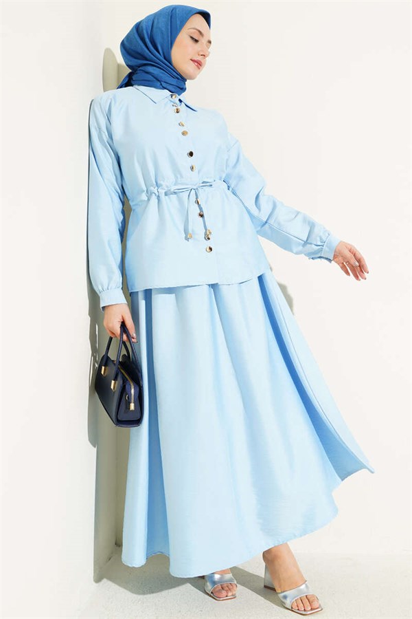 Gathered Detail Parachute 2 Piece Set Ice Blue