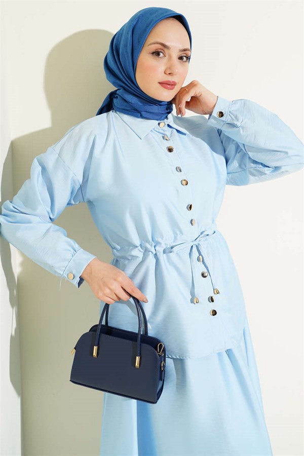 Gathered Detail Parachute 2 Piece Set Ice Blue