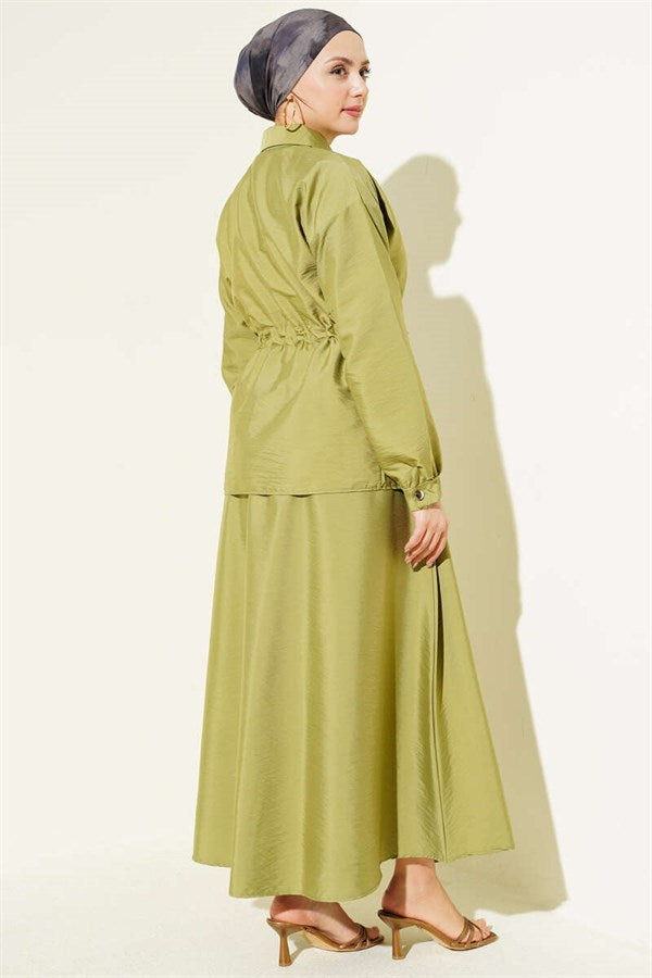 Gathered Detail Parachute 2 Piece Set Olive Green