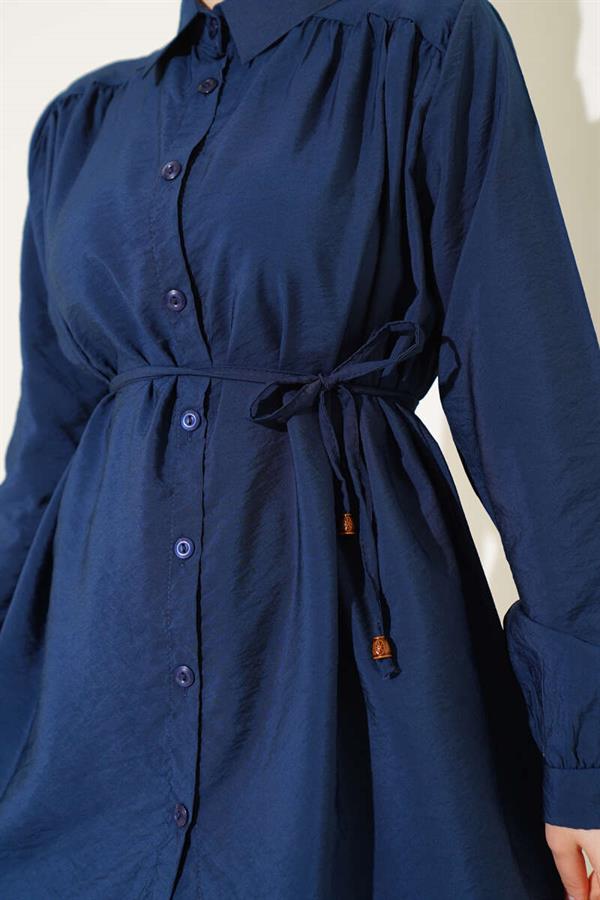 Basic 2 Piece Set with Drawstring Belt Navy Blue