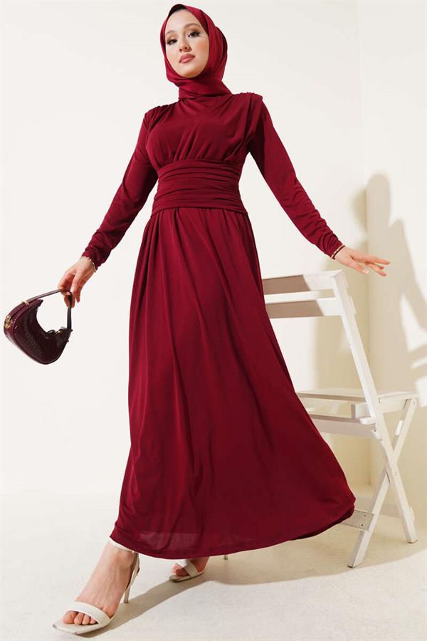 Crisscross Draped Sandy Dress Burgundy