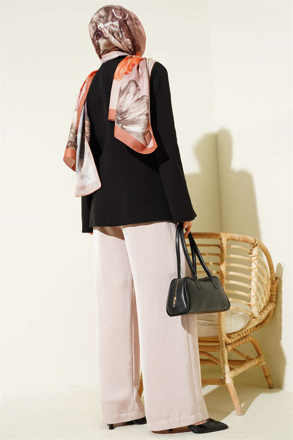Cross-Buttoned Padded Blazer Jacket, Black