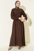 Cross Ruffle Detail Dress, Coffee
