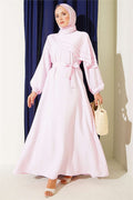 Pink Dress with Cross Ruffle Detail