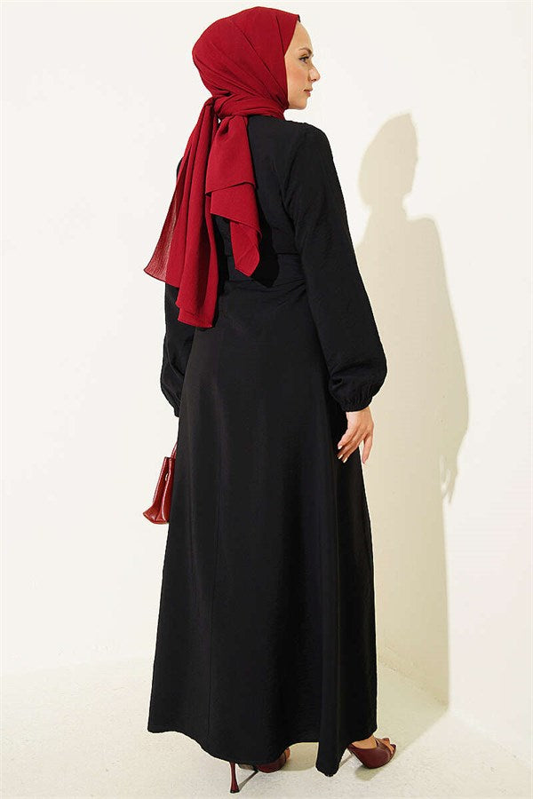 Cross Ruffle Detail Dress Black