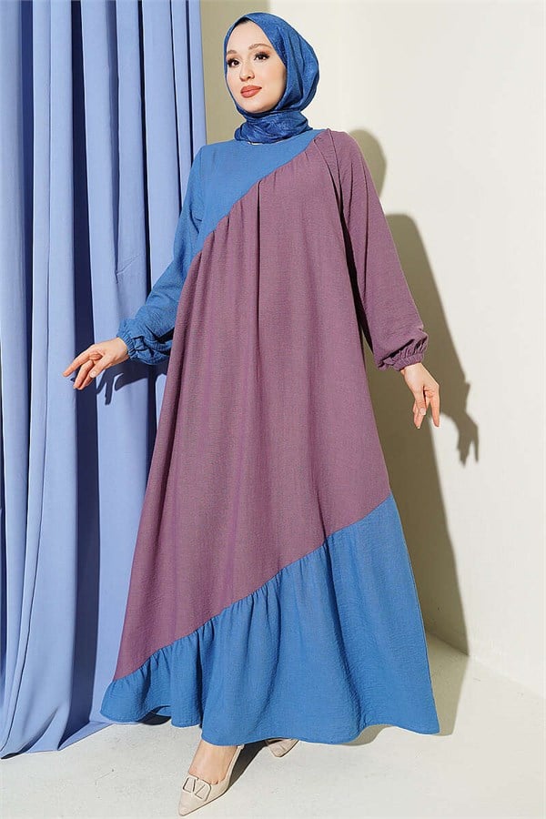 Cross-Trimmed Linen Dress Magenta