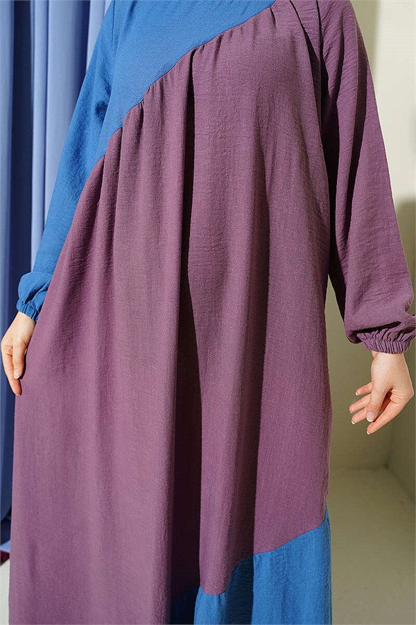 Cross-Trimmed Linen Dress Magenta