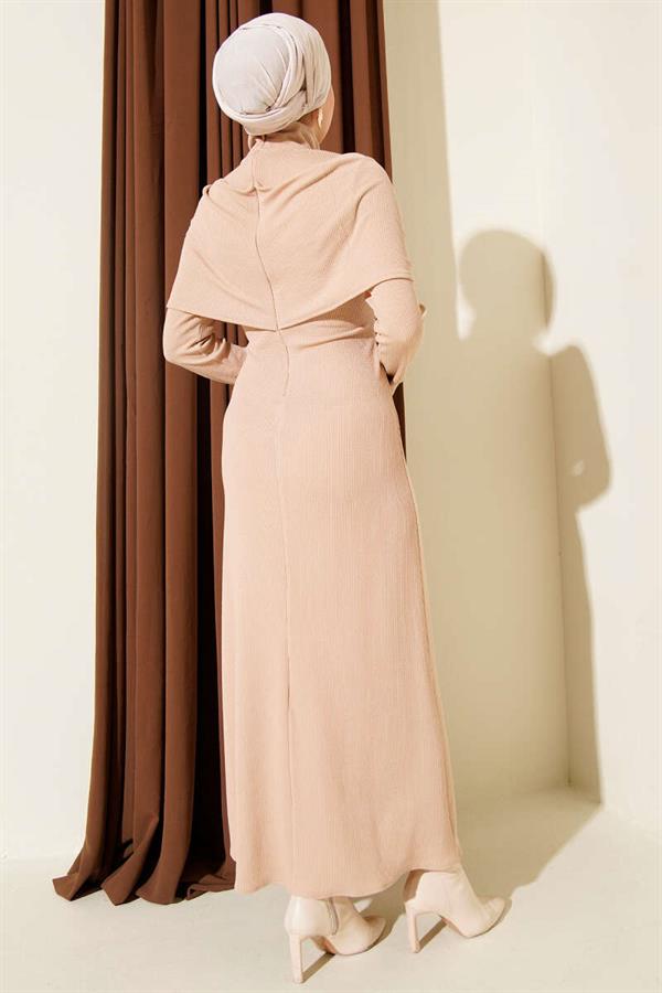 Crossover Corduroy Dress Beige