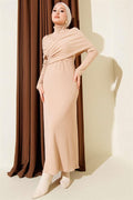 Crossover Corduroy Dress Beige