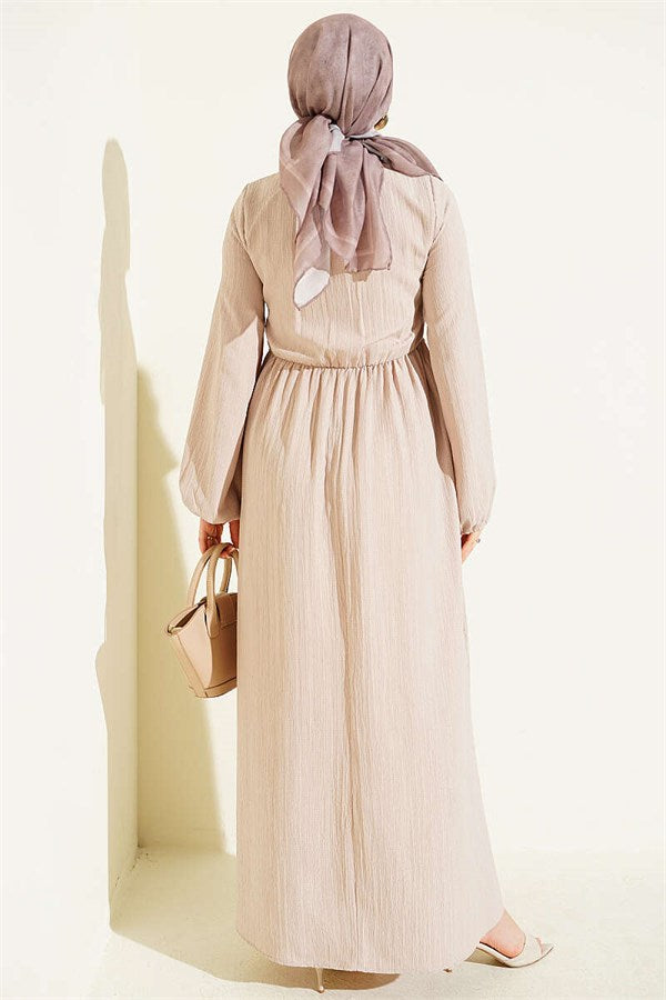 Cross Bust Dress Beige