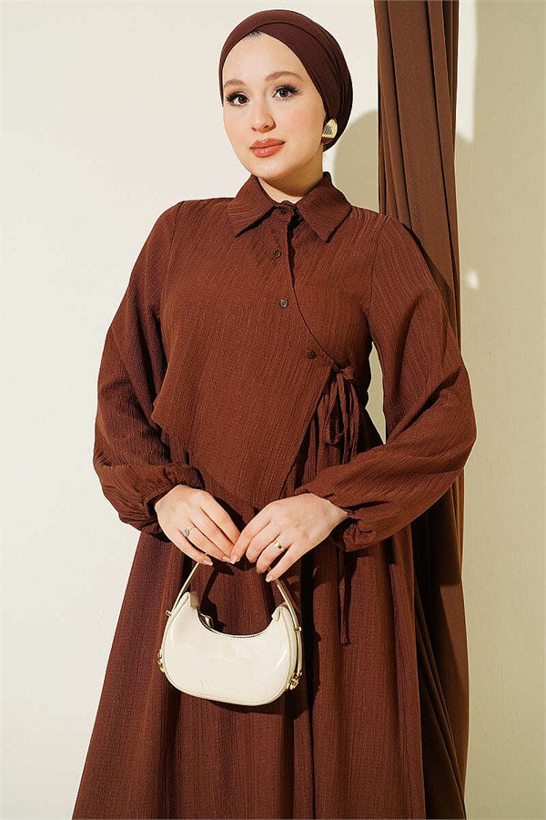 Cross Bust Dress in Brown