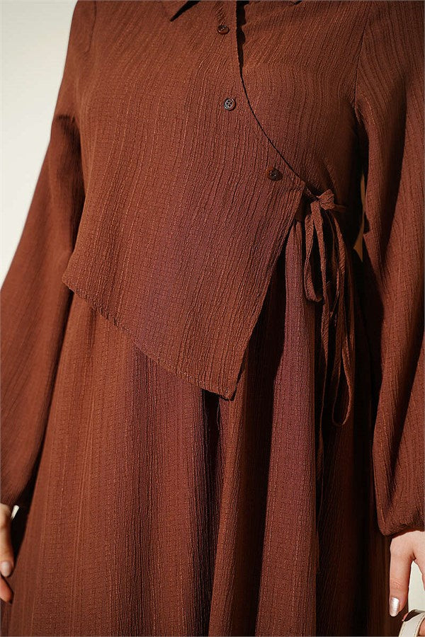 Cross Bust Dress in Brown