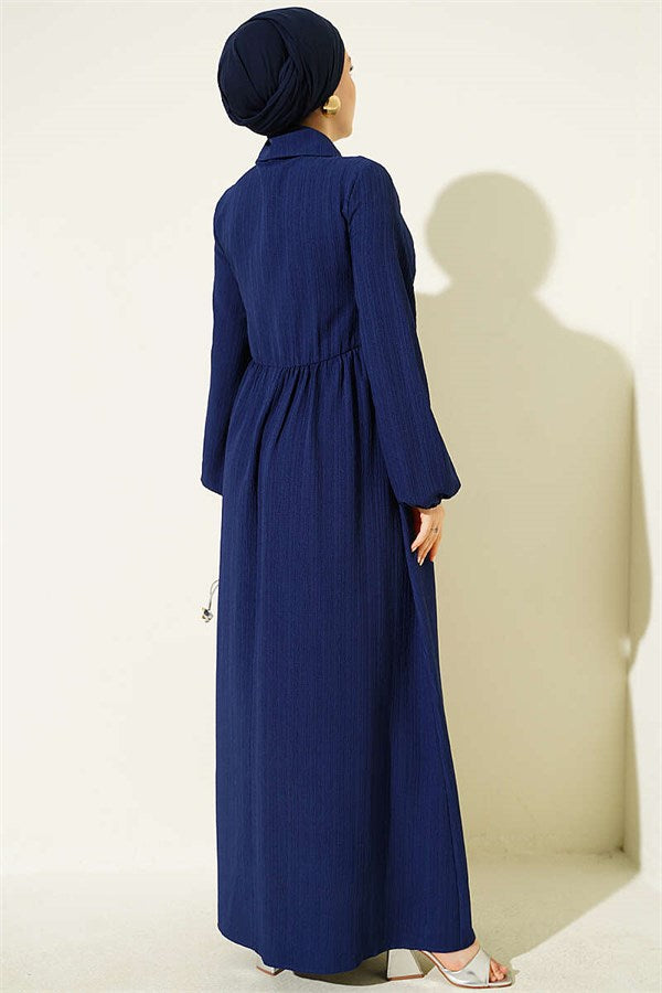 Cross Bust Dress Navy Blue