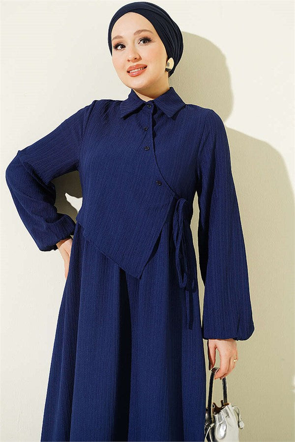 Cross Bust Dress Navy Blue