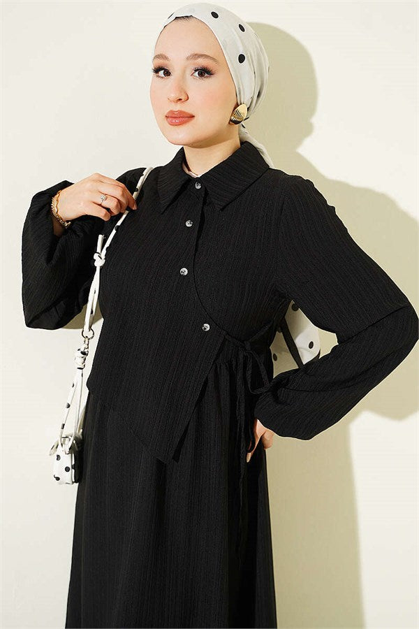 Cross Bust Dress Black