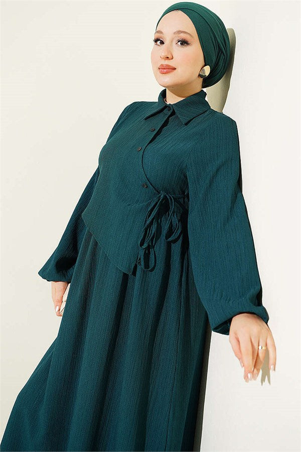 Cross Bust Dress Emerald
