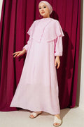 Cross-Shoulder Cape Dress Pink