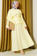 Cross-Shoulder Cape Skirt 2 Piece Set in Yellow