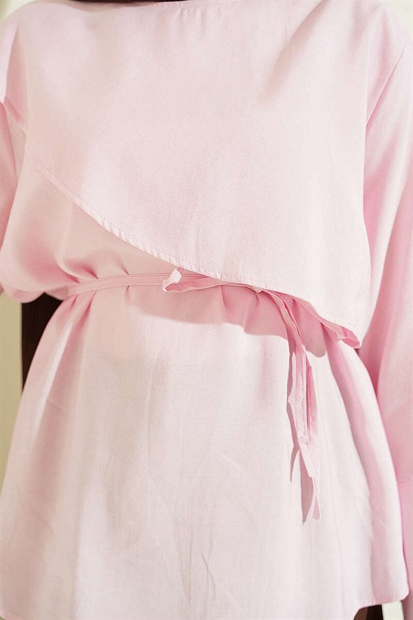 Modal Tunic with Cross Cape, Pink