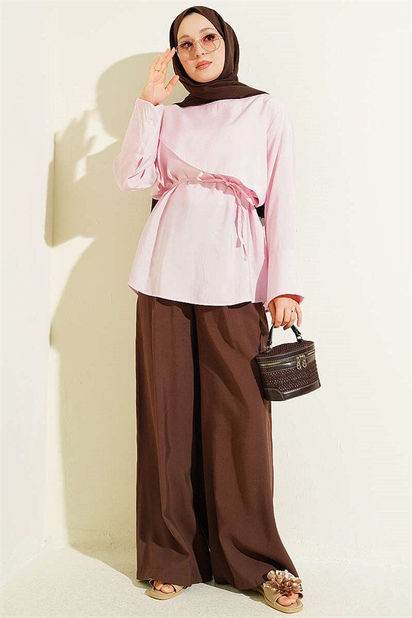 Modal Tunic with Cross Cape, Pink