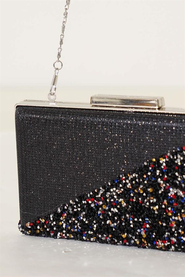 Colorful Rectangular Evening Bag with Cross Stones