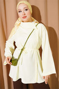 Cross Collar Hidden Button Shirt Yellow