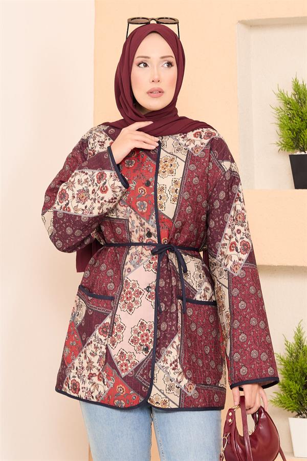 Bohemian Quilted Jacket with Pocket Details -18