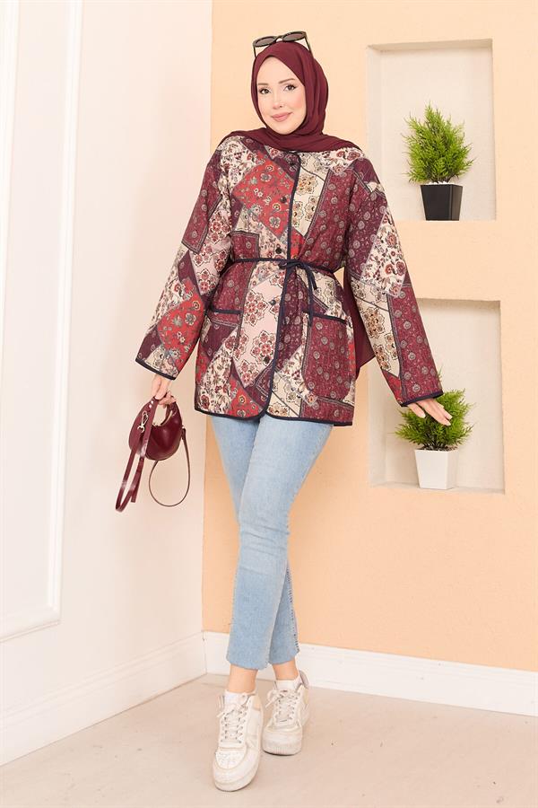 Bohemian Quilted Jacket with Pocket Details -18