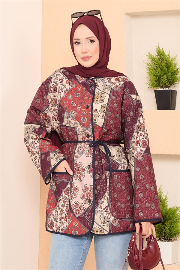 Bohemian Quilted Jacket with Pocket Details -18
