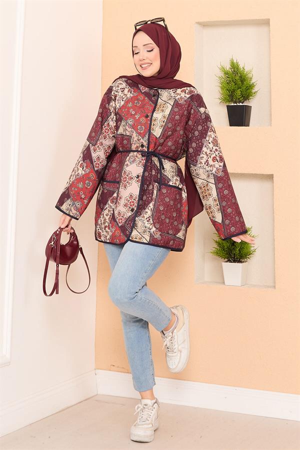Bohemian Quilted Jacket with Pocket Details -18