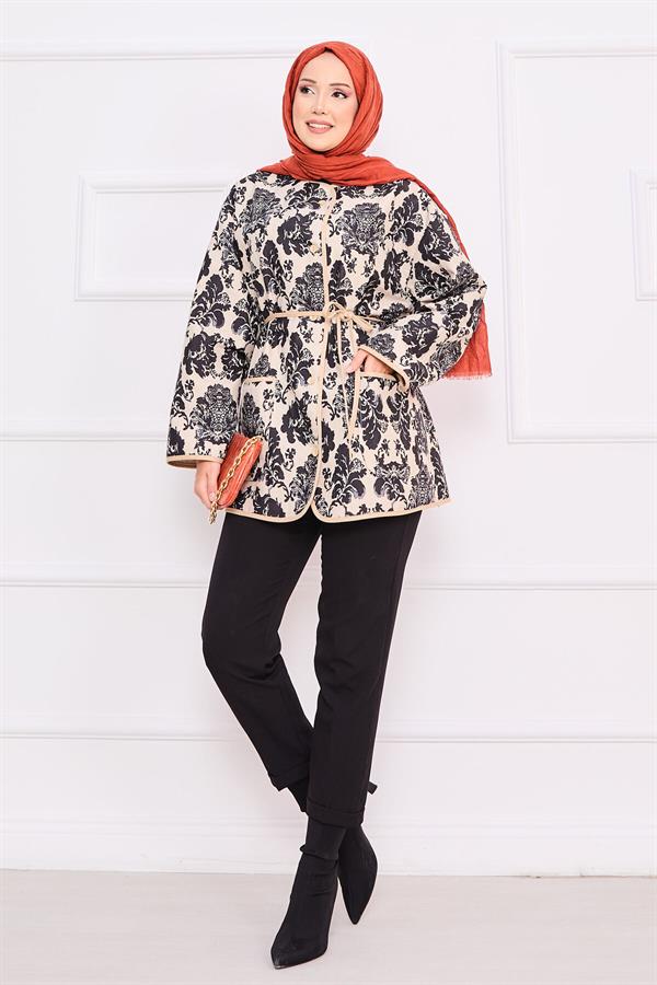 Bohemian Quilted Jacket with Pocket Details -2