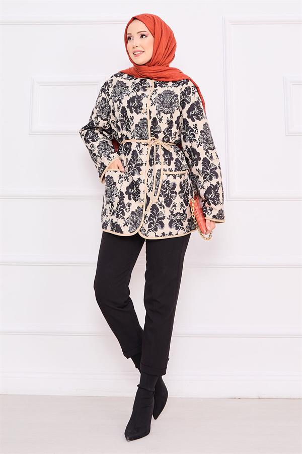 Bohemian Quilted Jacket with Pocket Details -2