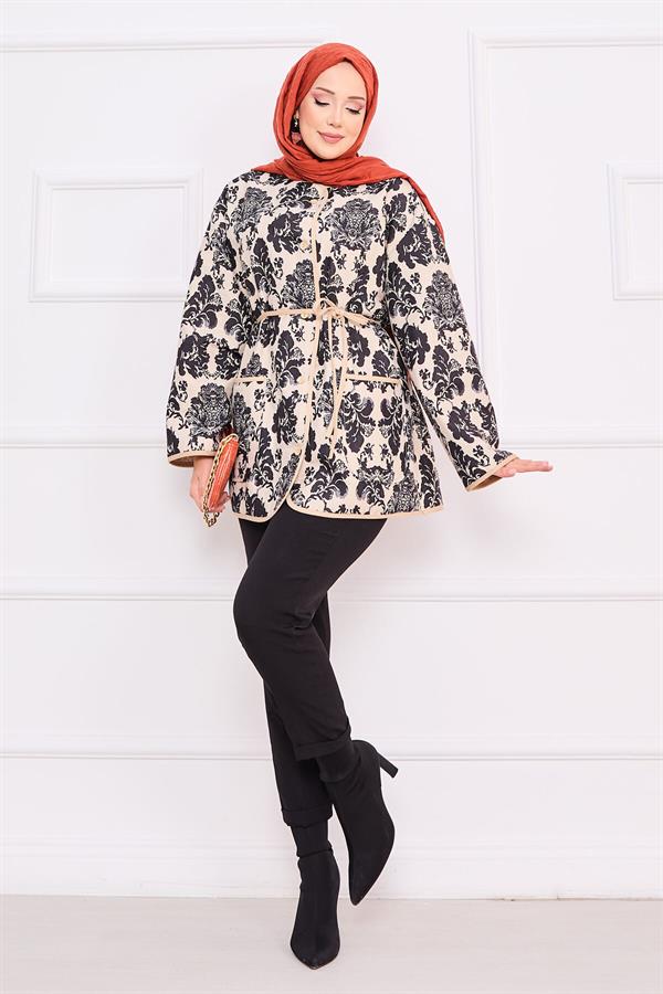 Bohemian Quilted Jacket with Pocket Details -2