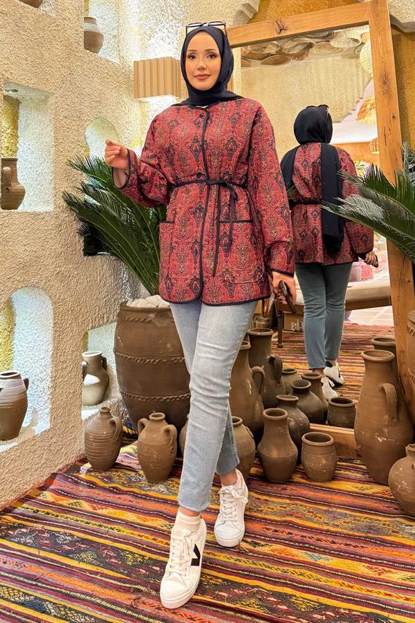 Bohemian Quilted Jacket with Pocket Details -20