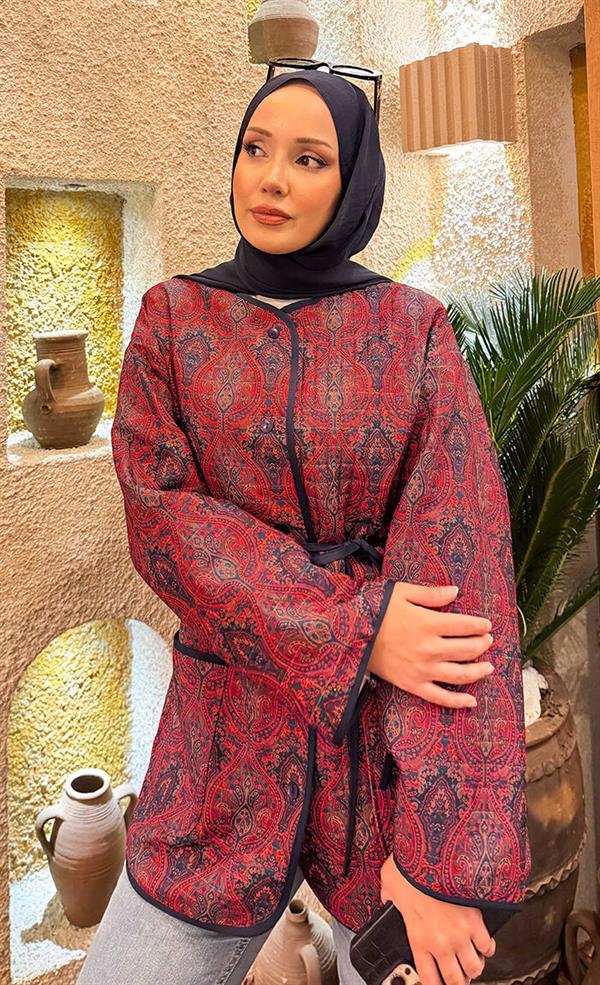 Bohemian Quilted Jacket with Pocket Details -20