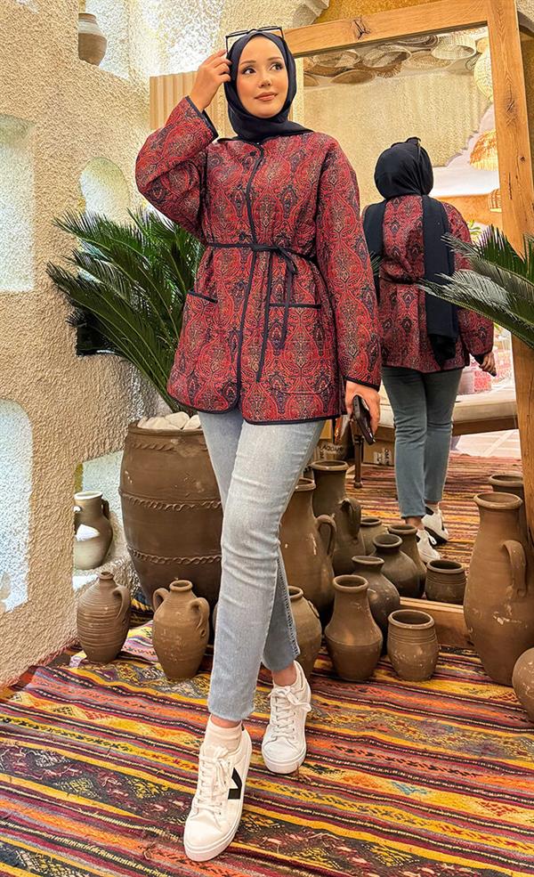 Bohemian Quilted Jacket with Pocket Details -20