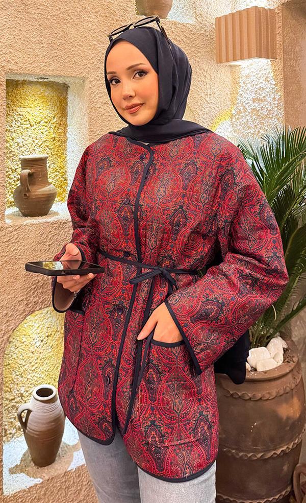 Bohemian Quilted Jacket with Pocket Details -20