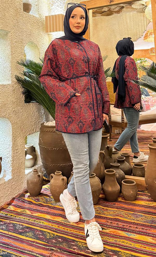 Bohemian Quilted Jacket with Pocket Details -20
