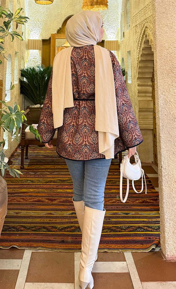 Bohemian Quilted Jacket with Pocket Details -21
