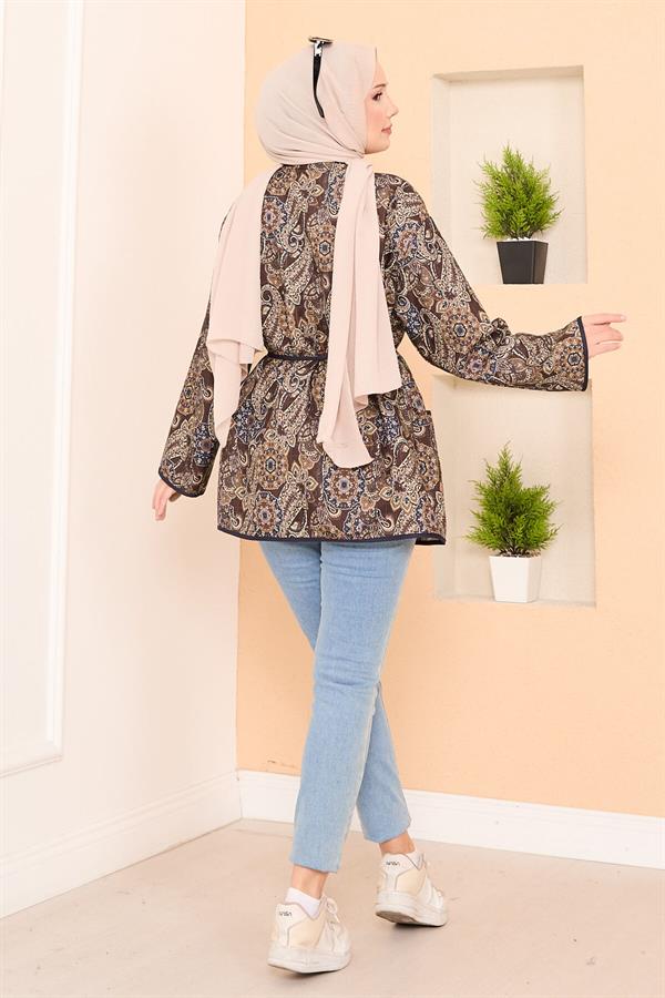 Bohemian Quilted Jacket with Pocket Details -22