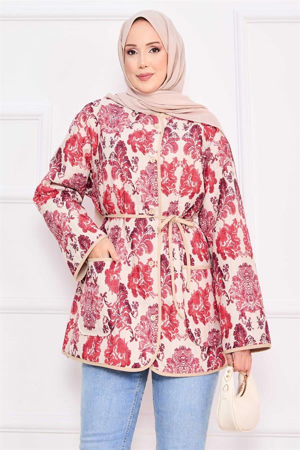 Bohemian Quilted Jacket with Pocket Details -3