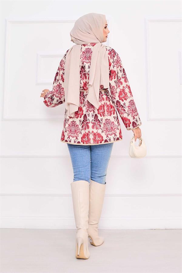 Bohemian Quilted Jacket with Pocket Details -3