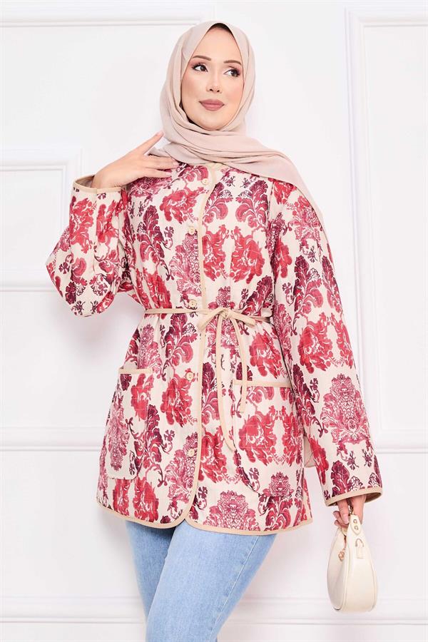 Bohemian Quilted Jacket with Pocket Details -3