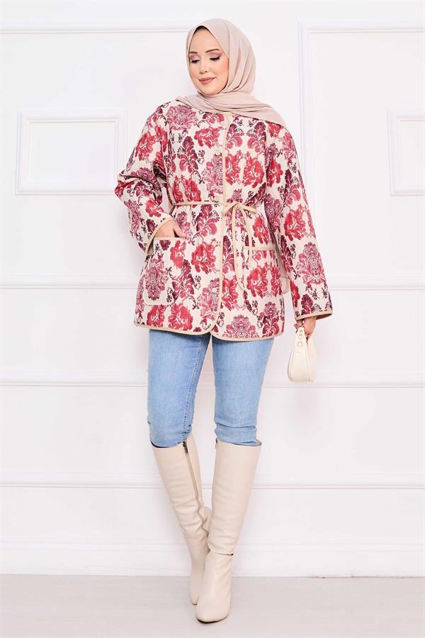 Bohemian Quilted Jacket with Pocket Details -3
