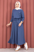 Pocket Detail Crop Top & Skirt 2 Piece Set Indigo
