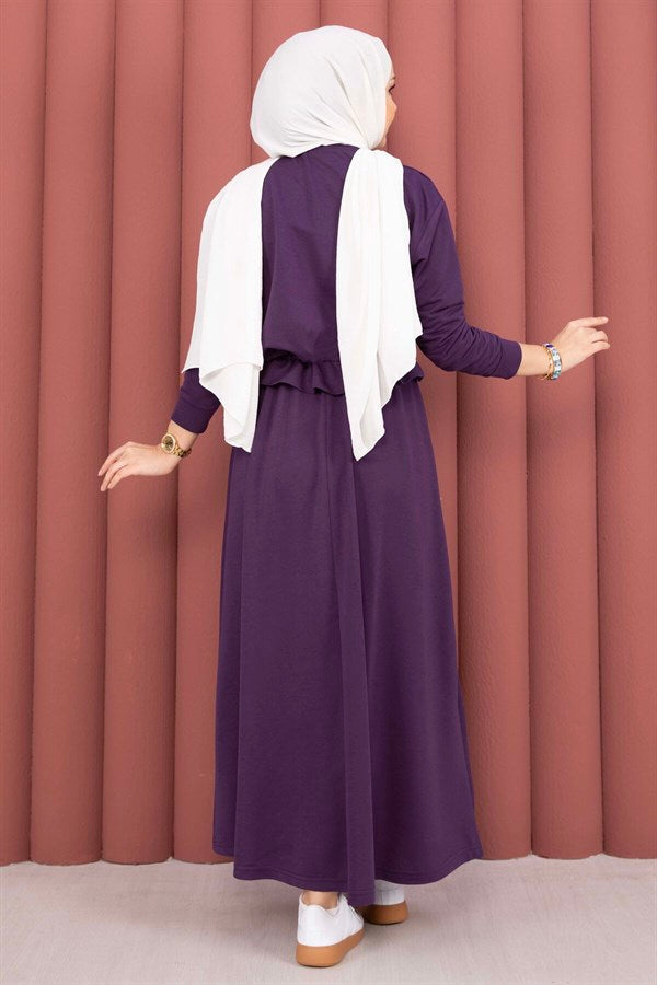Pocket Detail Crop Top & Skirt 2 Piece Set, Plum