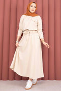 Pocket Detail Crop Top & Skirt 2 Piece Set with Stones