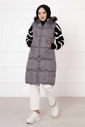 Pocket Detailed Filling Vest Gray